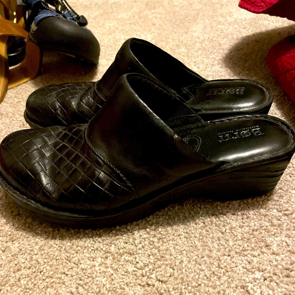 Born Black Woven Leather Mule Slides 9